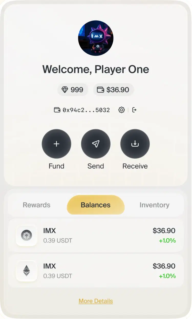Immutable Passport wallet UI mockup