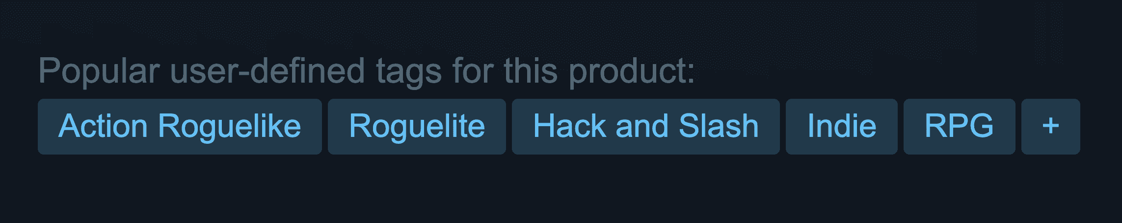Steam tags shown on a store page, with top tags visible to players